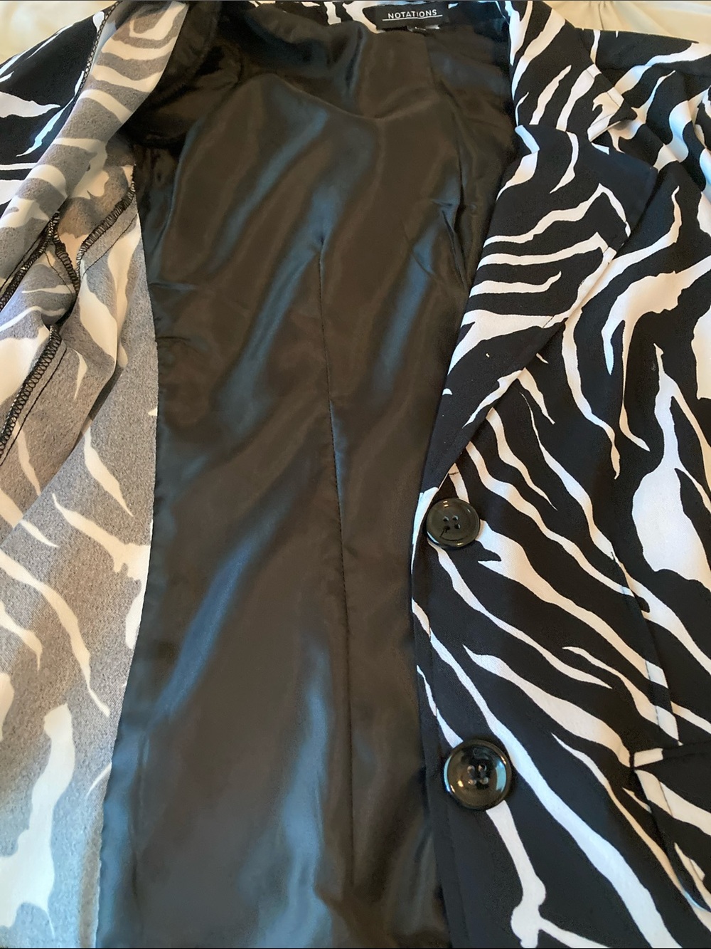 Notations Black and White Zebra-Print Blazer - Picture 3 of 5
